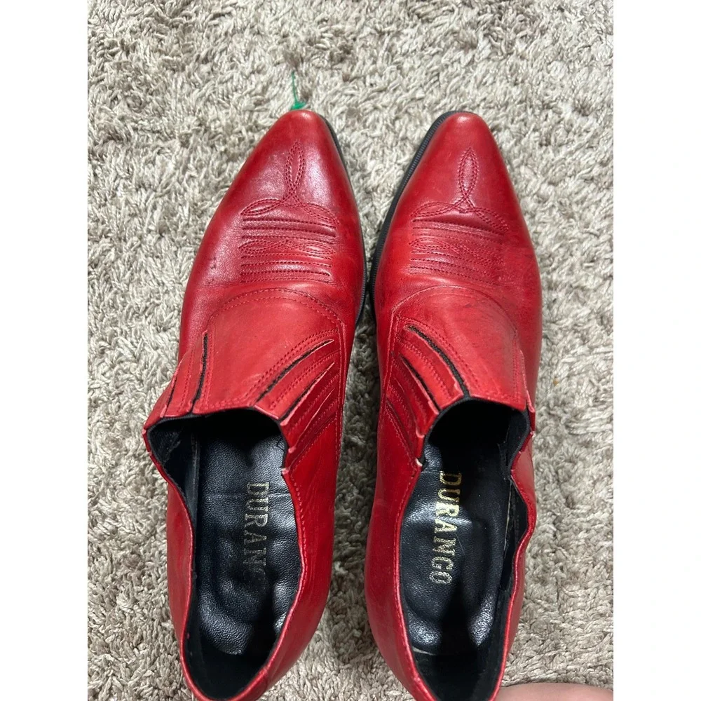 VTG Durango Red Leather Western Point Toe Boots 7.5 Southwestern Cowboy Retro